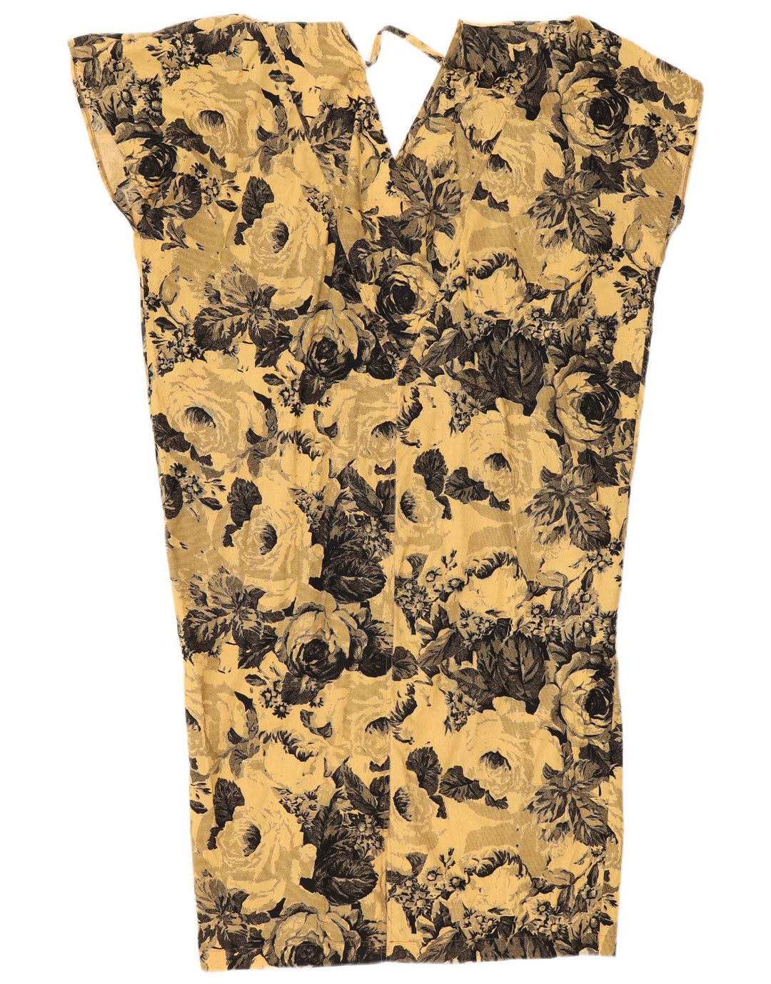 Vintage Womens Shift Dress UK 16 Large Yellow Floral
