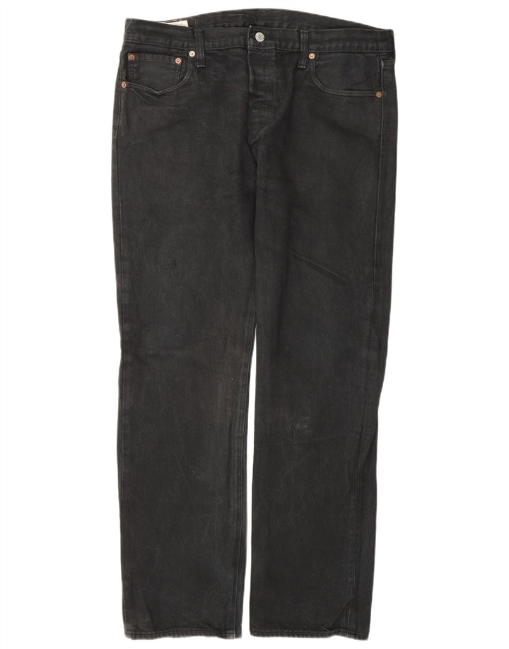 Levi's Mens Straight Jeans W36 L32 Black Cotton