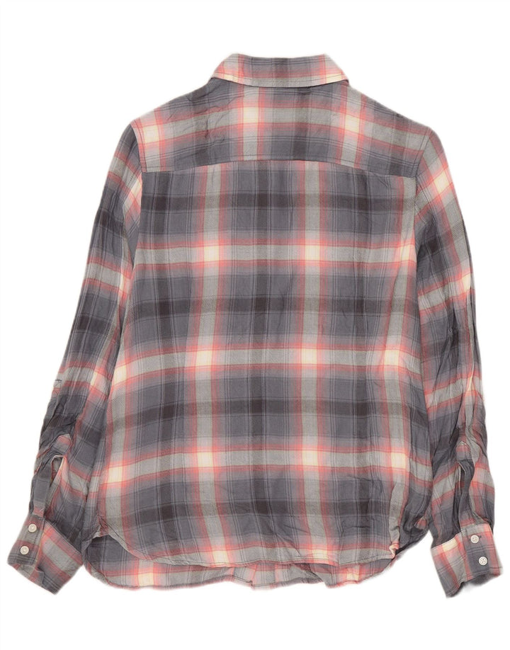 Tommy Hilfiger Womens Shirt UK 10 Small Grey Check Rayon