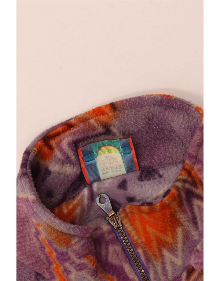 Santostefano Womens Oversized Fleece Jacket UK 16 Large Purple Geometric
