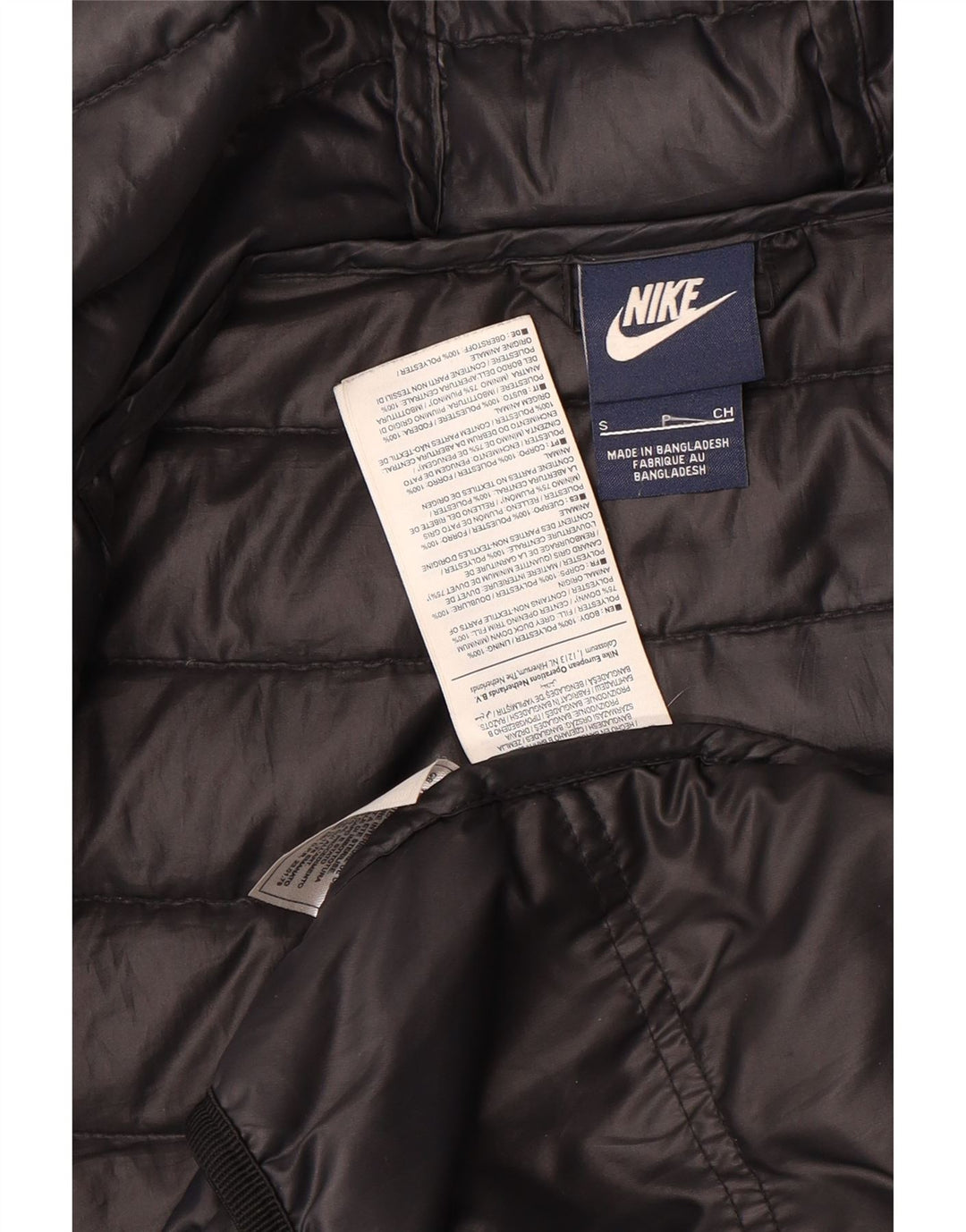 Nike Womens Hooded Padded Jacket UK 10 Small Black Polyester
