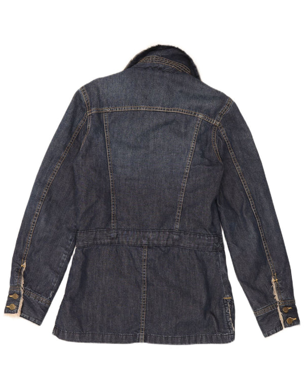 Lee Womens Denim Sherpa Jacket UK 14 Large Blue Cotton
