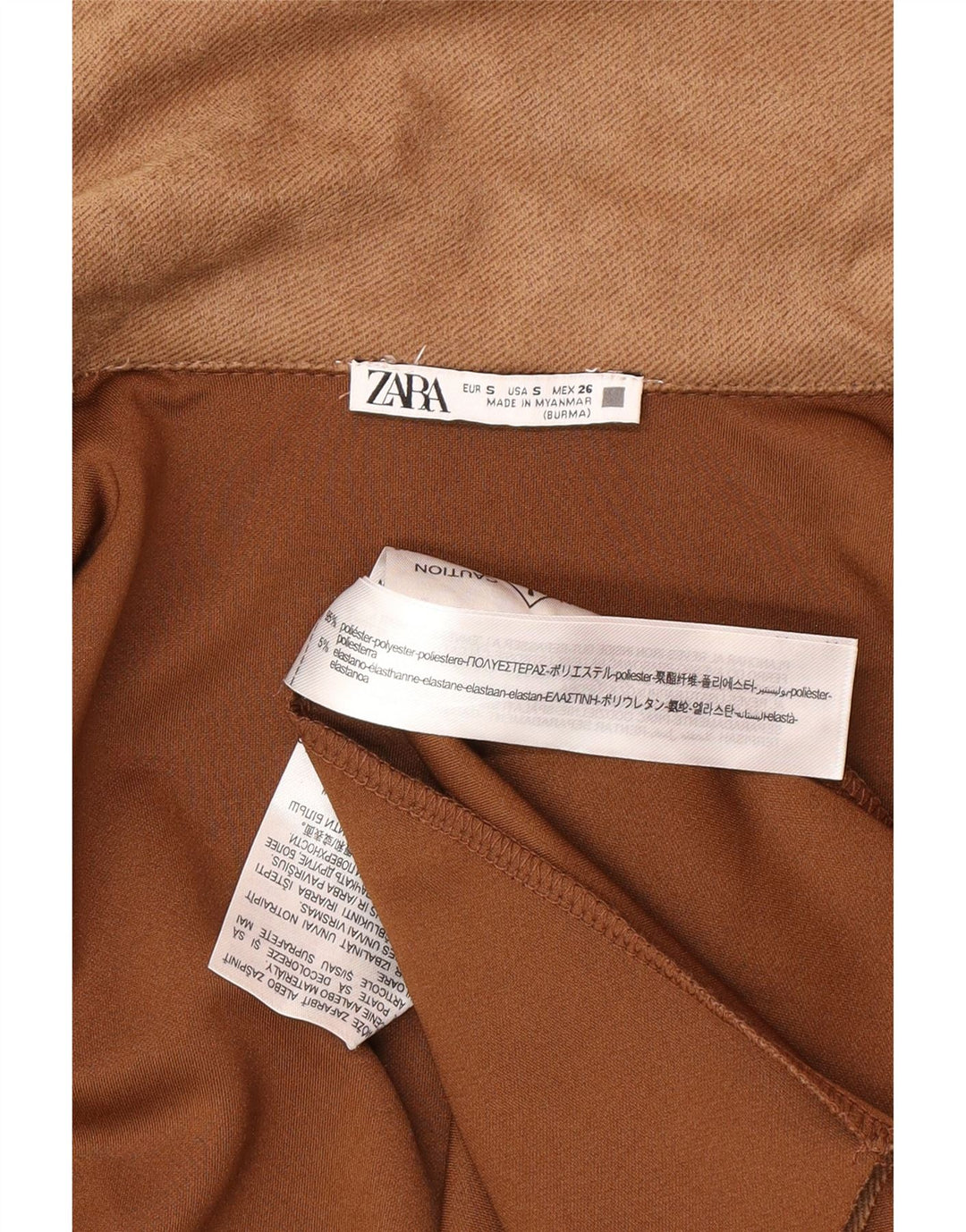 Zara Womens Oversized Open Overcoat UK 10 Small Brown Polyester