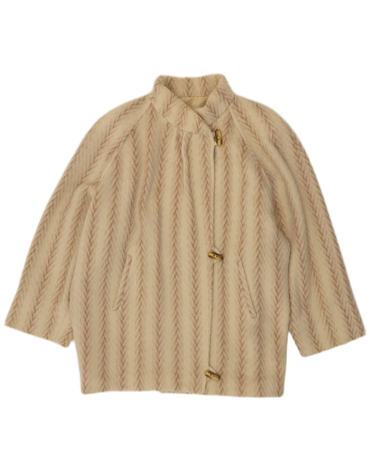 Arezia Womens Oversized Duffle Coat UK 20 2XL Beige Herringbone Wool