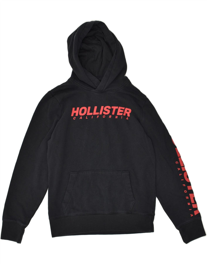 HOLLISTER Mens Graphic Hoodie Jumper Small Black | Vintage Hollister | Thrift | Second-Hand Hollister | Used Clothing | Messina Hembry 