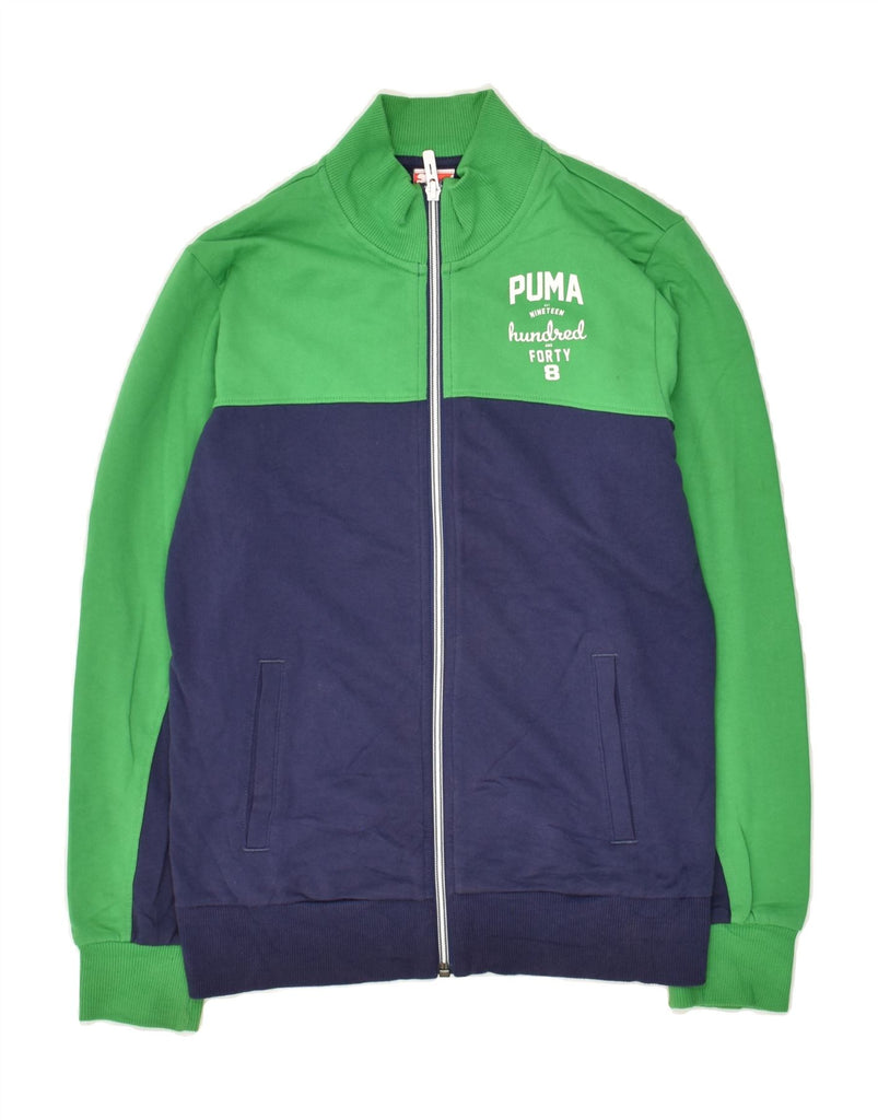 PUMA Boys Tracksuit Top Jacket 11-12 Years Green Colourblock Cotton | Vintage Puma | Thrift | Second-Hand Puma | Used Clothing | Messina Hembry 