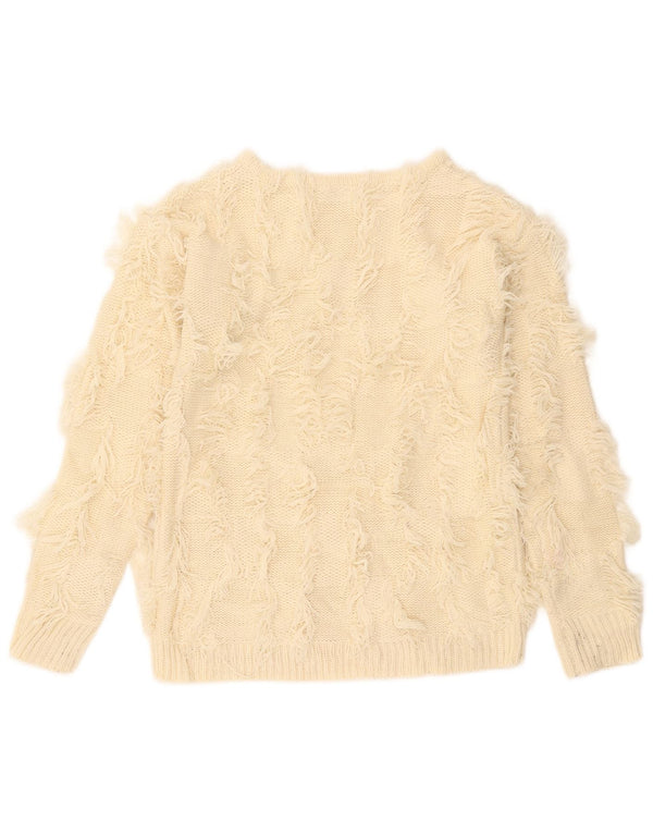 Vintage Womens Boat Neck Jumper Sweater UK 10 Small Off White
