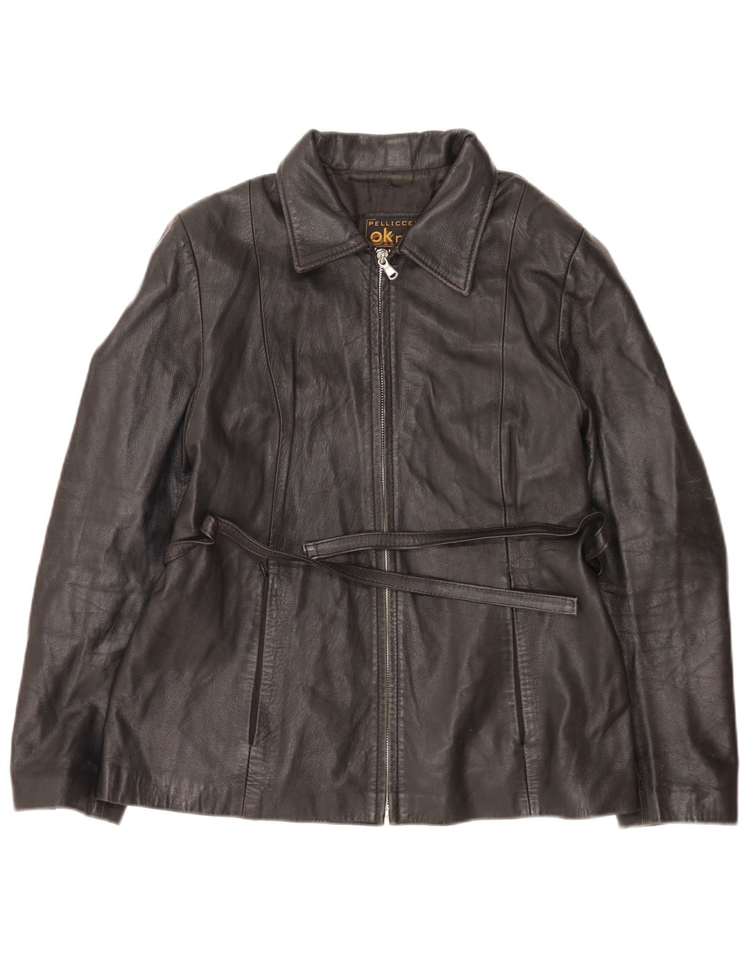 Pellicceria Womens Leather Jacket UK 14 Medium Black