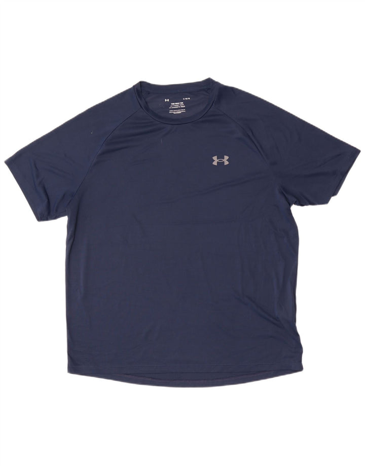 Under Armour Mens T-Shirt Top Large Navy Blue Polyester