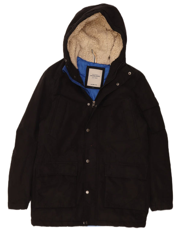 Jack & Jones Mens Hooded Padded Jacket UK 36 Small Black Polyester
