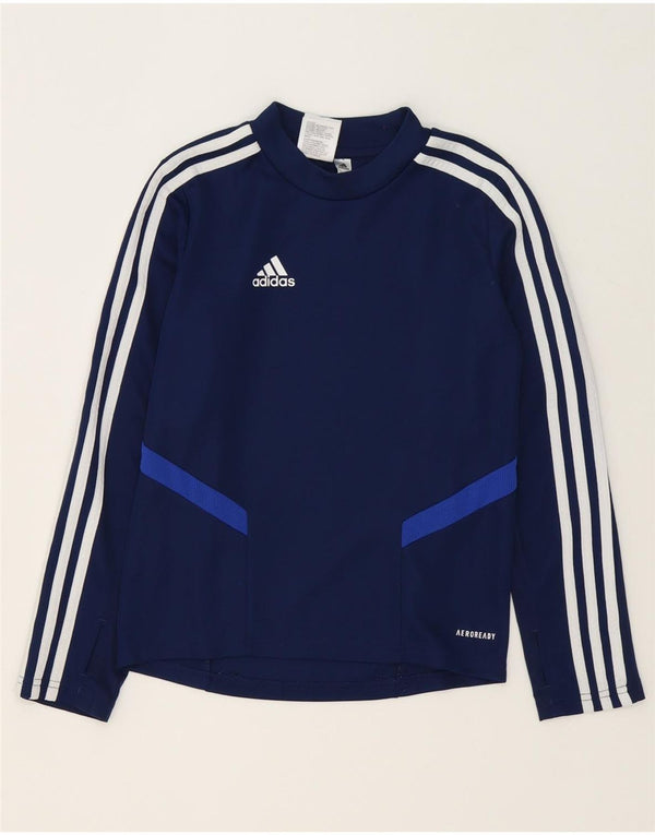 Adidas Boys Aeroready Top Long Sleeve 7-8 Years Navy Blue Polyester