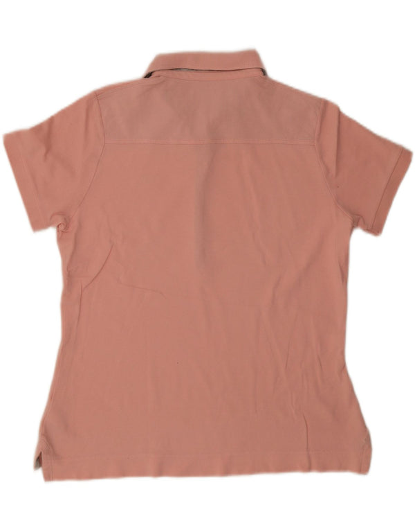 Barbour Womens Polo Shirt UK 14 Large Pink Cotton