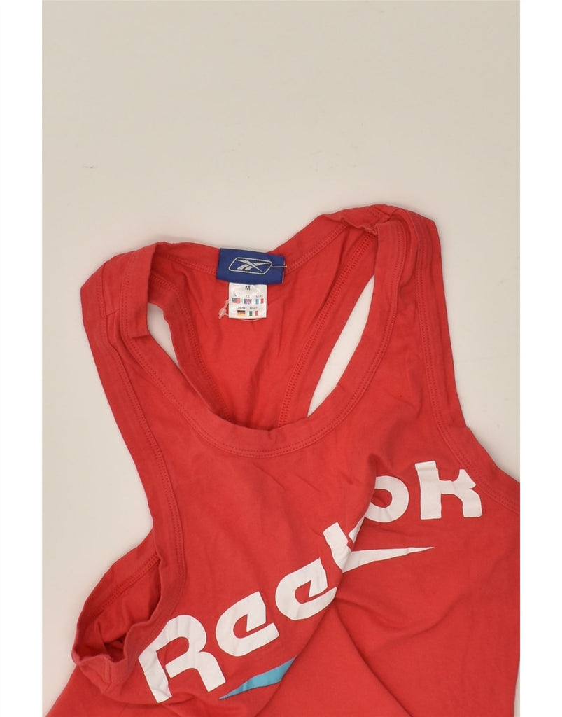 REEBOK Womens Graphic Vest Top UK 12 Medium Red Cotton | Vintage Reebok | Thrift | Second-Hand Reebok | Used Clothing | Messina Hembry 