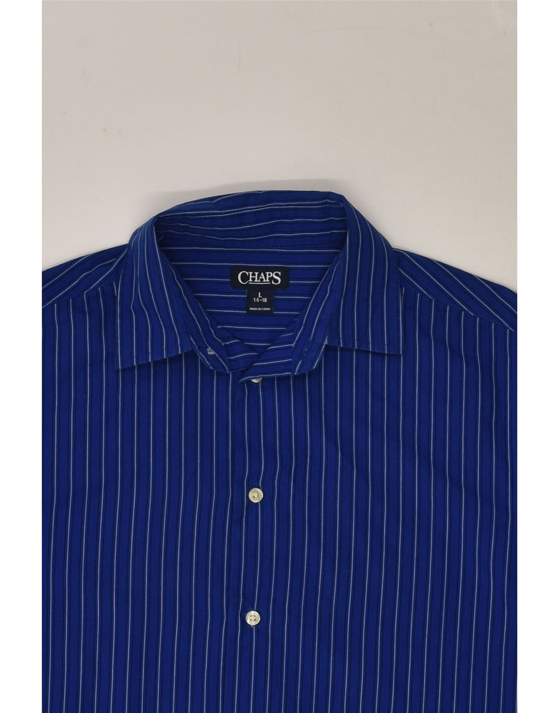 CHAPS Boys Shirt 14-15 Years Large Blue Pinstripe Cotton | Vintage Chaps | Thrift | Second-Hand Chaps | Used Clothing | Messina Hembry 