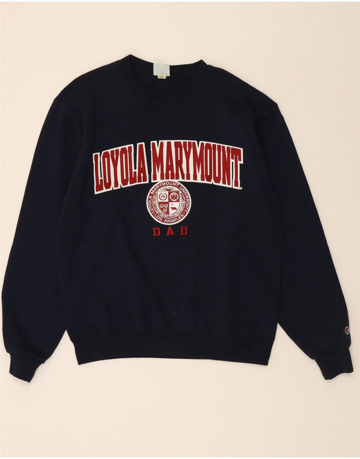 CHAMPION Mens Graphic Sweatshirt Jumper Medium Navy Blue Cotton Vintage Champion and Second-Hand Champion from Messina Hembry 
