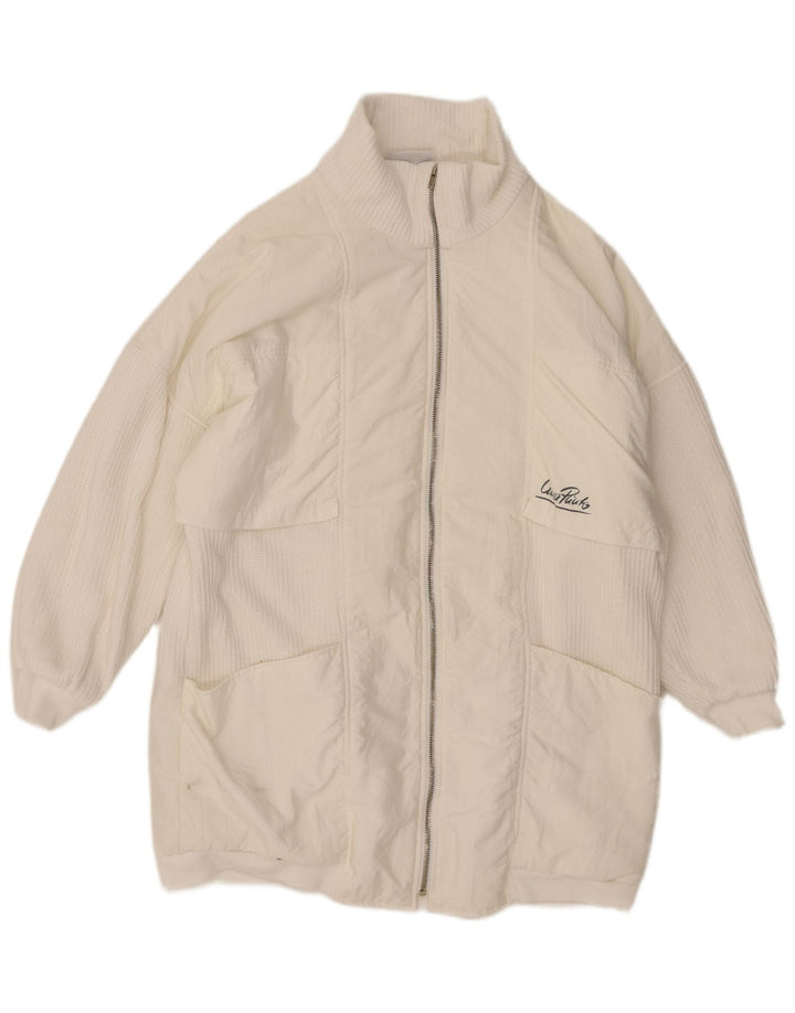 VINTAGE Womens Oversized Windbreaker Coat EU 38 Medium White Polyamide