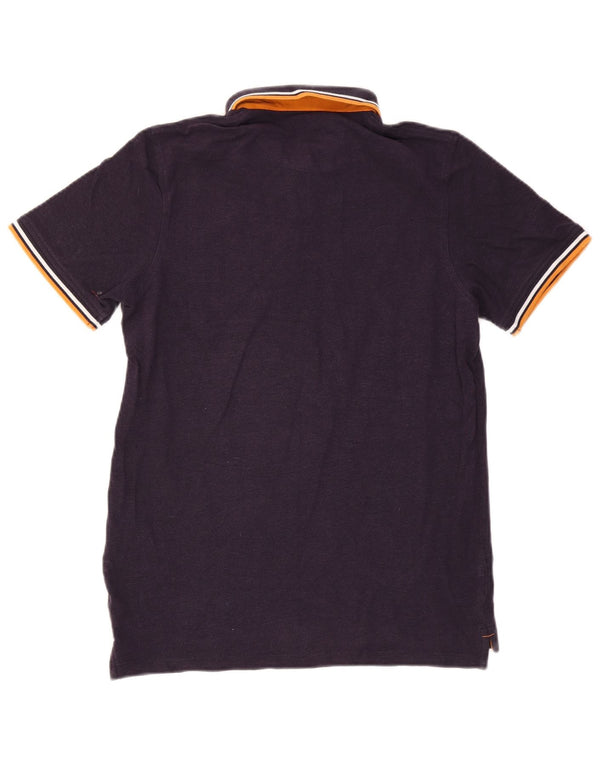 Jack & Jones Mens Polo Shirt Large Purple Striped Cotton