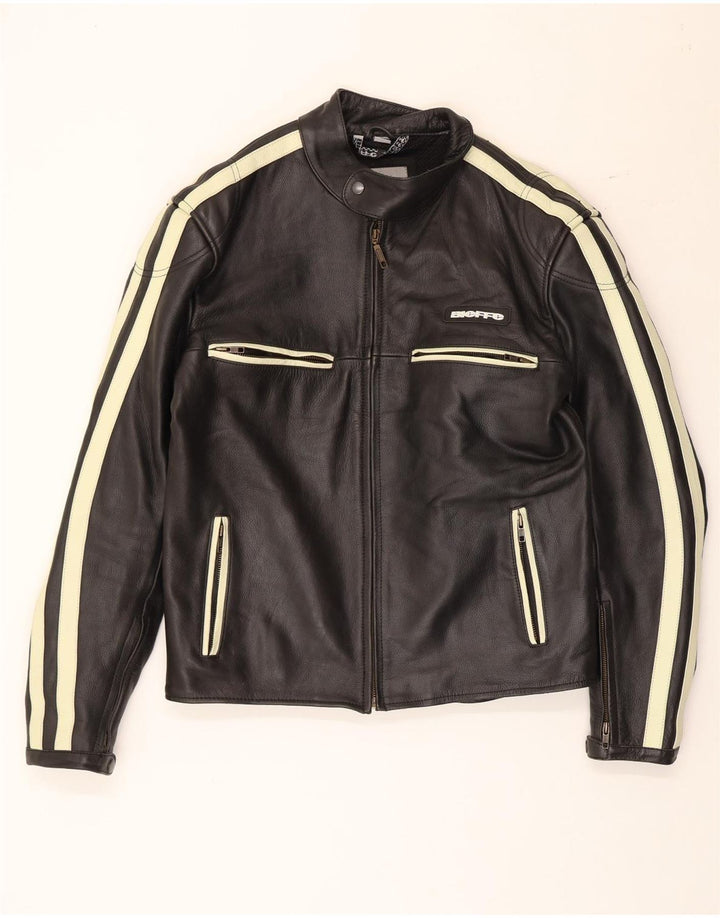 Vintage Mens Racing Jacket UK 38 Medium Black Leather