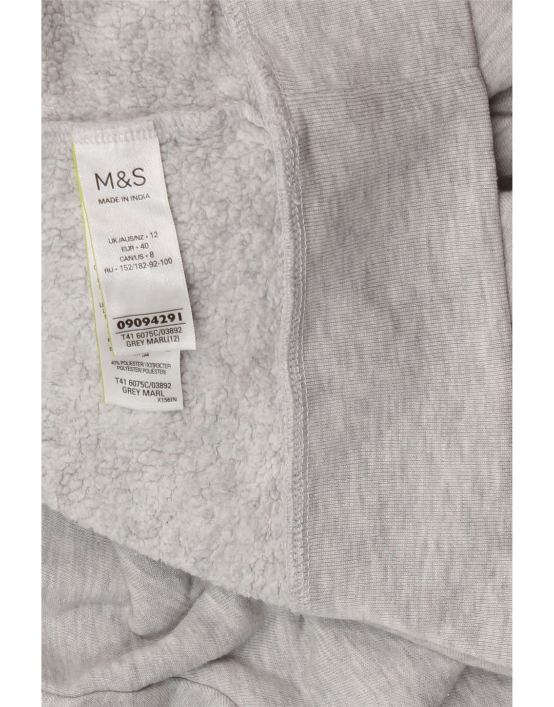 Marks & Spencer Womens Hoodie Jumper UK 12 Medium Grey Flecked Cotton