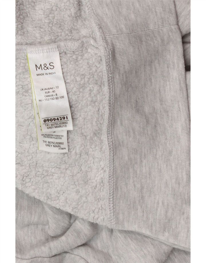 Marks & Spencer Womens Hoodie Jumper UK 12 Medium Grey Flecked Cotton