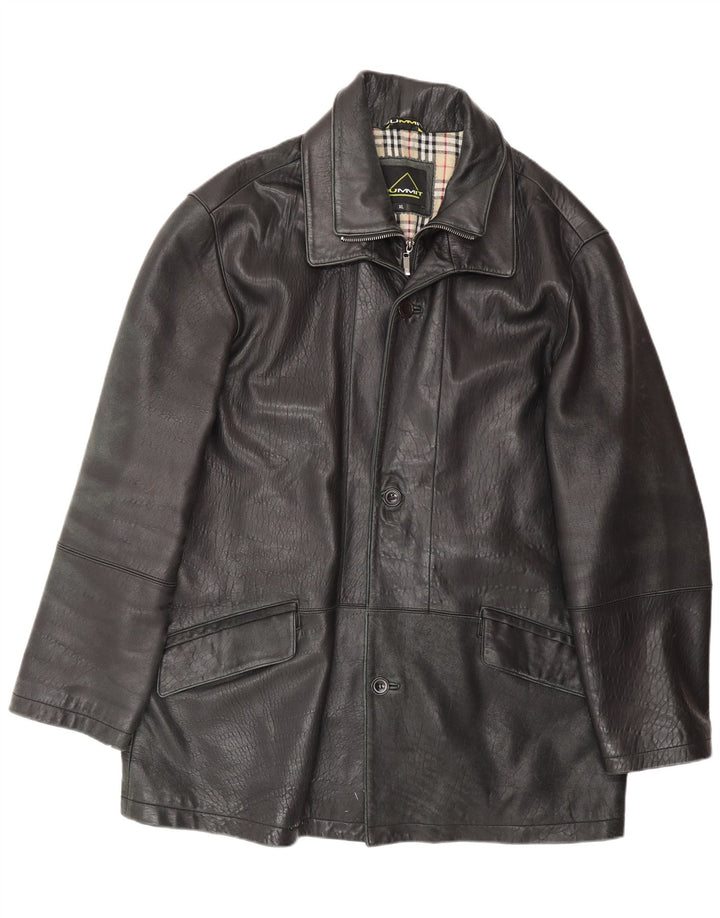 SUMMIT Mens Leather Coat UK 42 XL Black Leather