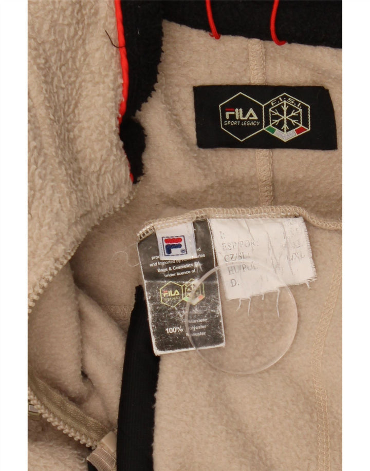 Fila Mens Fleece Jacket UK 40 Large Beige Colourblock Polyester