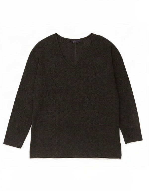 Marks & Spencer Womens Oversized Top Long Sleeve UK 12 Medium Grey Cotton