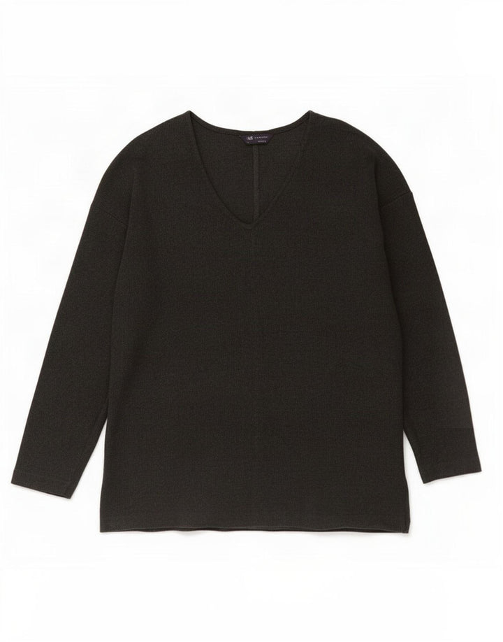 Marks & Spencer Womens Oversized Top Long Sleeve UK 12 Medium Grey Cotton