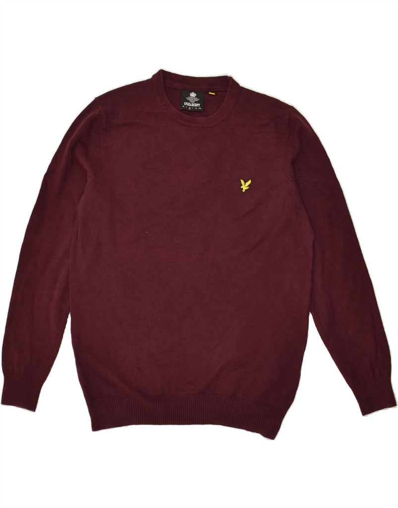 LYLE & SCOTT Mens Crew Neck Jumper Sweater Medium Burgundy Cotton | Vintage Lyle & Scott | Thrift | Second-Hand Lyle & Scott | Used Clothing | Messina Hembry 