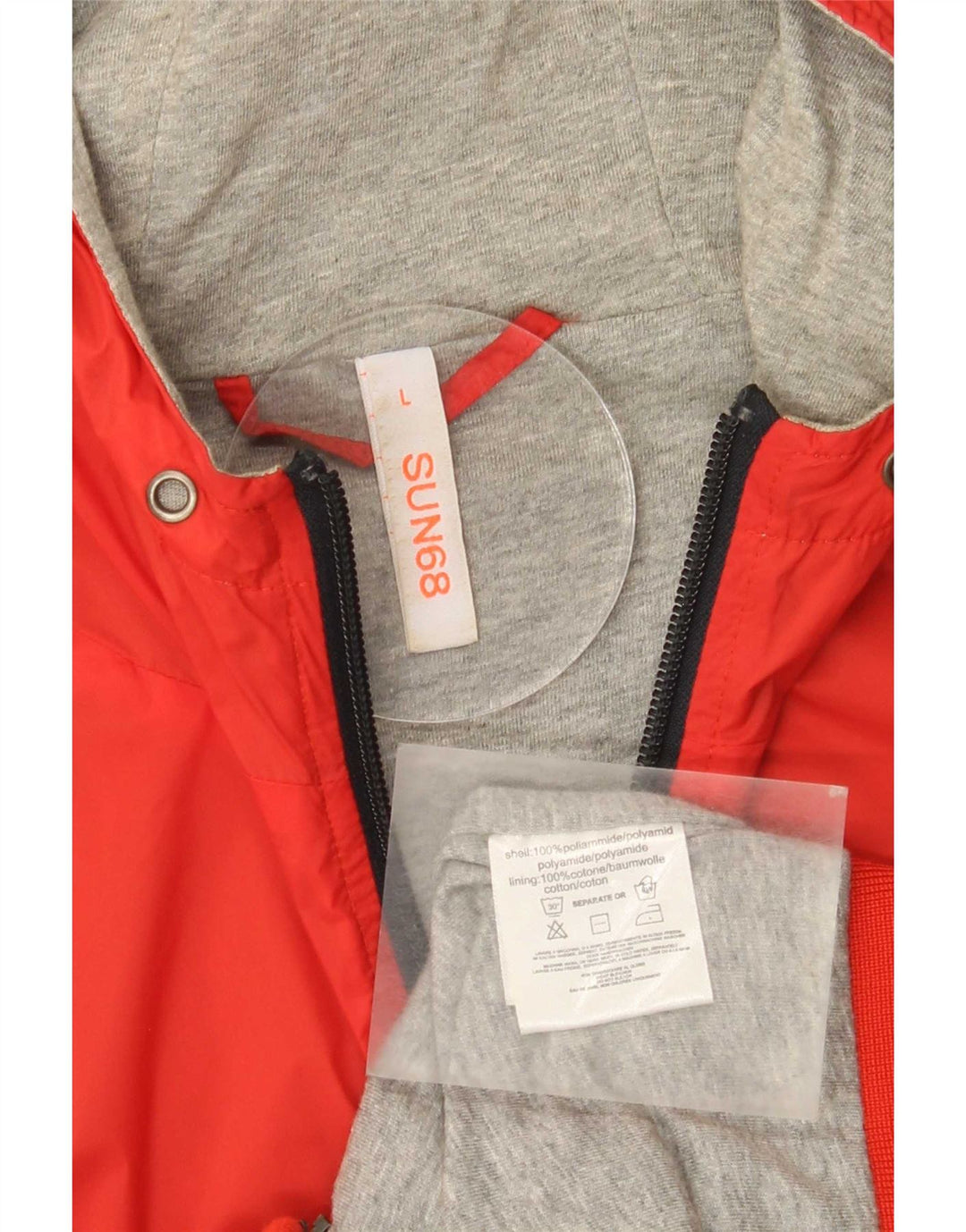 Sun68 Mens Hooded Bomber Jacket UK 40 Large Red Polyamide
