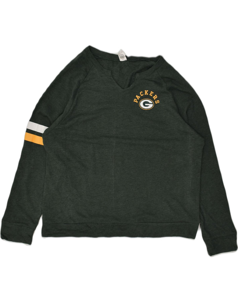 NFL Womens Packers Sweatshirt Jumper UK 20 2XL Khaki Cotton | Vintage NFL | Thrift | Second-Hand NFL | Used Clothing | Messina Hembry 