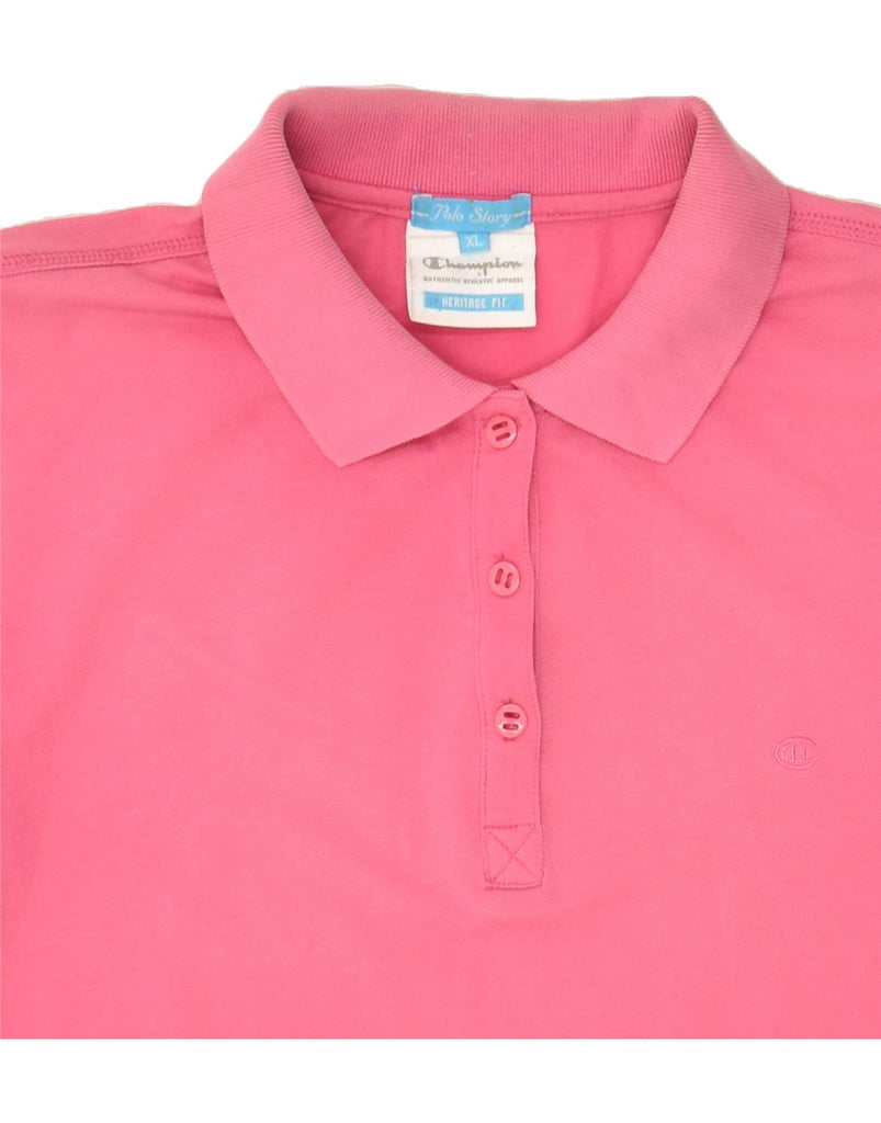 CHAMPION Womens Herritage Fit Polo Shirt UK 18 XL Pink Cotton | Vintage Champion | Thrift | Second-Hand Champion | Used Clothing | Messina Hembry 