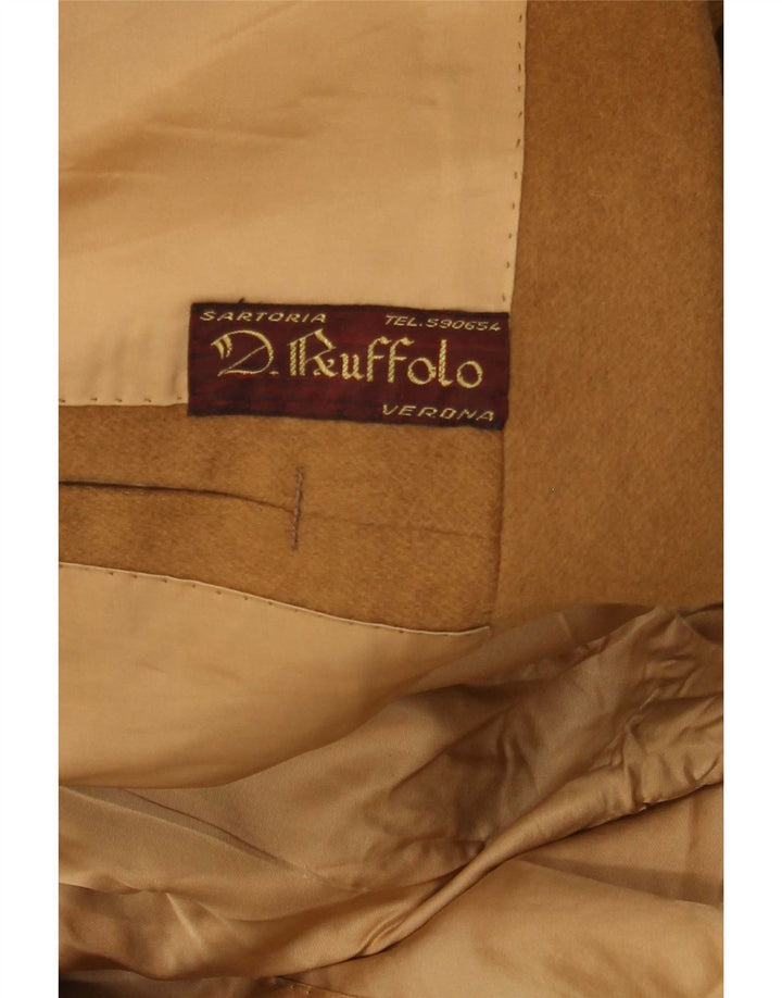 Vintage Mens Double Breasted Coat UK 36 Small Beige