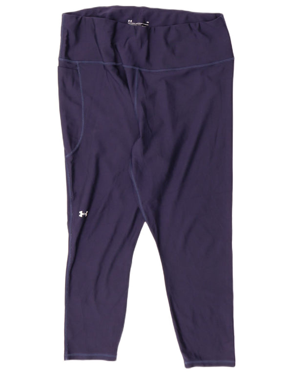 Under Armour Womens Compression Capri Leggings UK 20 2XL Navy Blue Sports