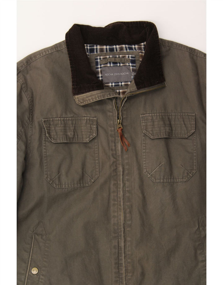 JOHN ROCHA Mens Bomber Jacket UK 40 Large Grey Cotton