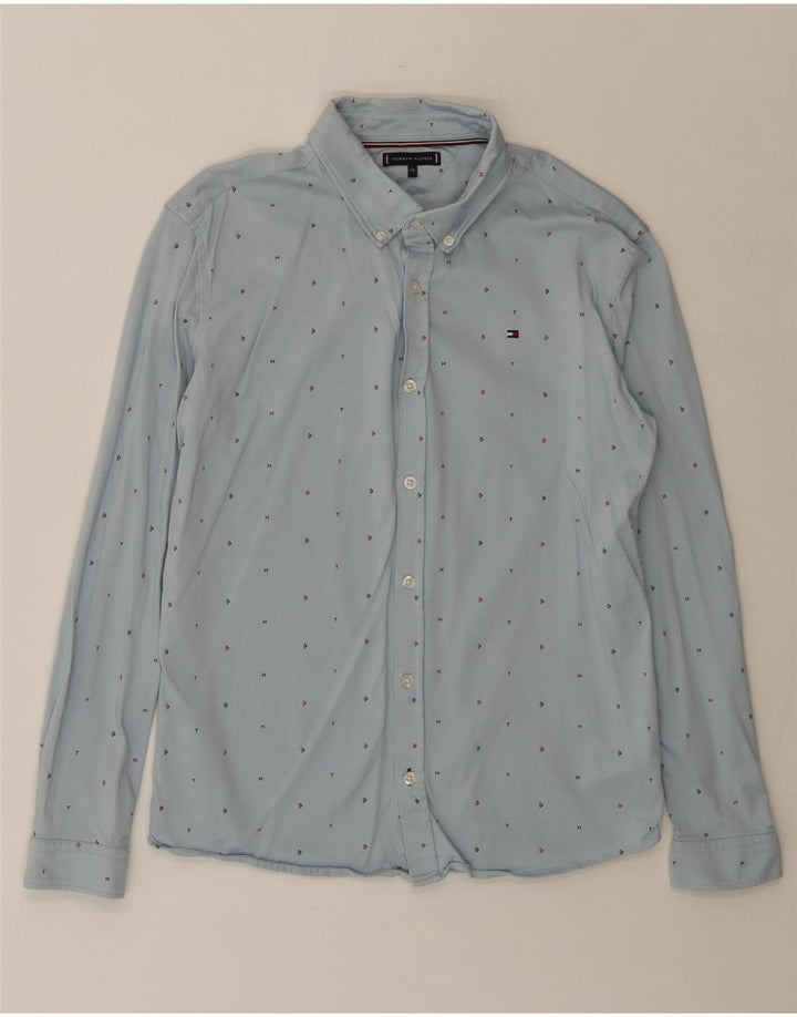 TOMMY HILFIGER Boys Graphic Shirt 15-16 Years Blue Spotted Cotton