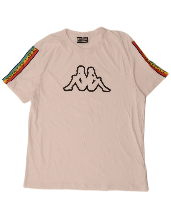 KAPPA Mens Graphic T-Shirt Top 2XL White Colourblock Cotton