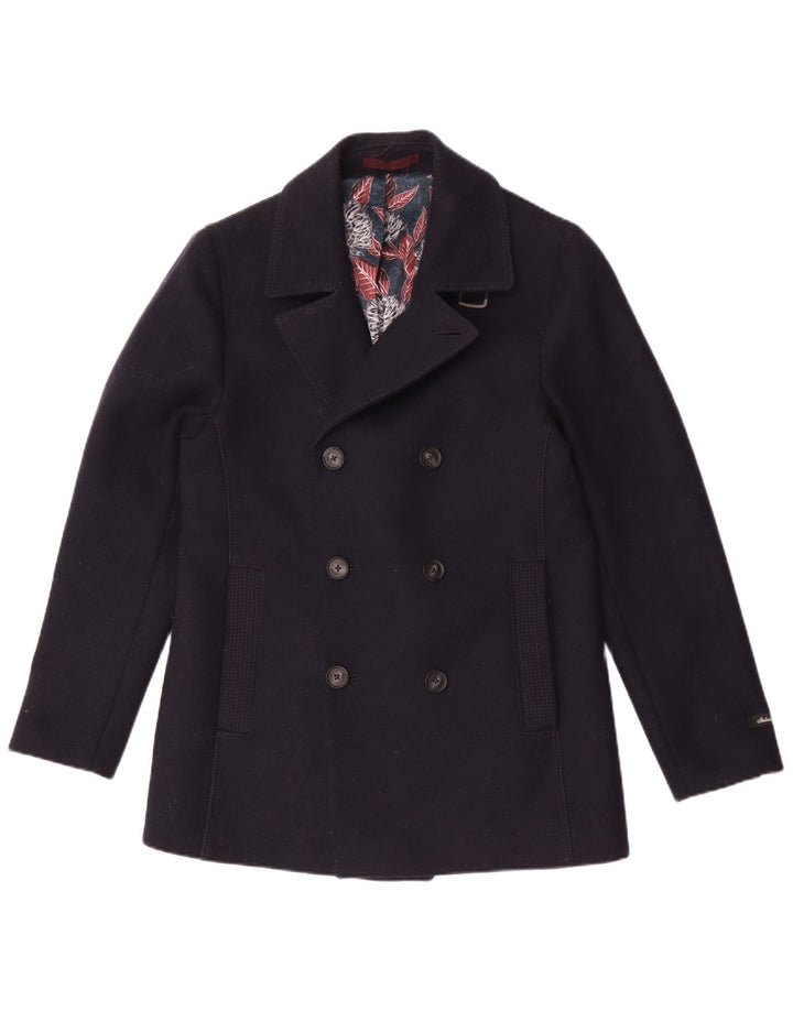 Ted Baker Mens Pea Coat Size 2 Small Navy Blue Wool