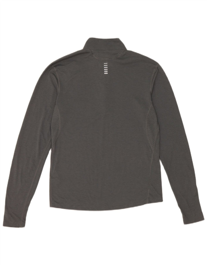 Under Armour Mens Heat Gear Zip Neck Top Long Sleeve Small Grey Polyester