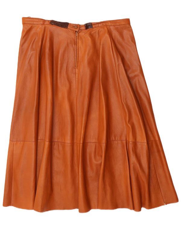 Vintage Womens Leather Skirt W36 XL Brown Leather