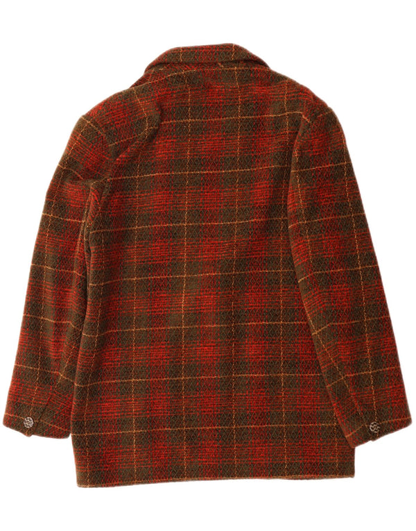VINTAGE Womens 2 Button Blazer Jacket US 10 Large Red Check Acrylic