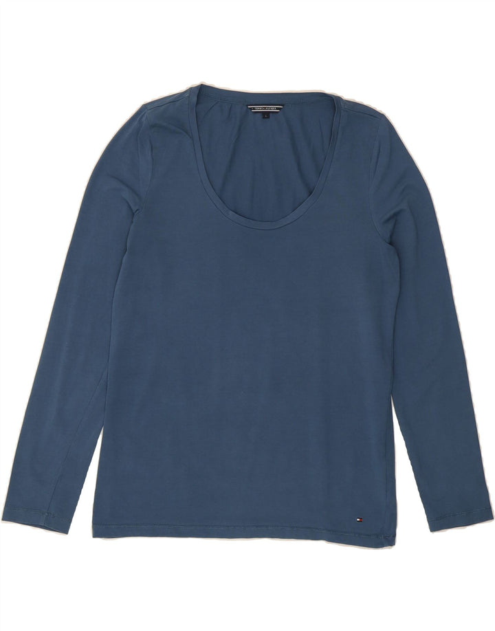 TOMMY HILFIGER Womens Top Long Sleeve UK 16 Large Blue Cotton Vintage Tommy Hilfiger and Second-Hand Tommy Hilfiger from Messina Hembry 