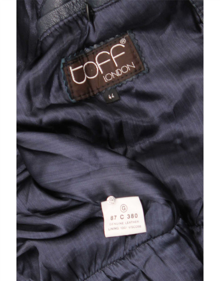 Vintage Mens Leather Jacket UK 44 2XL Navy Blue