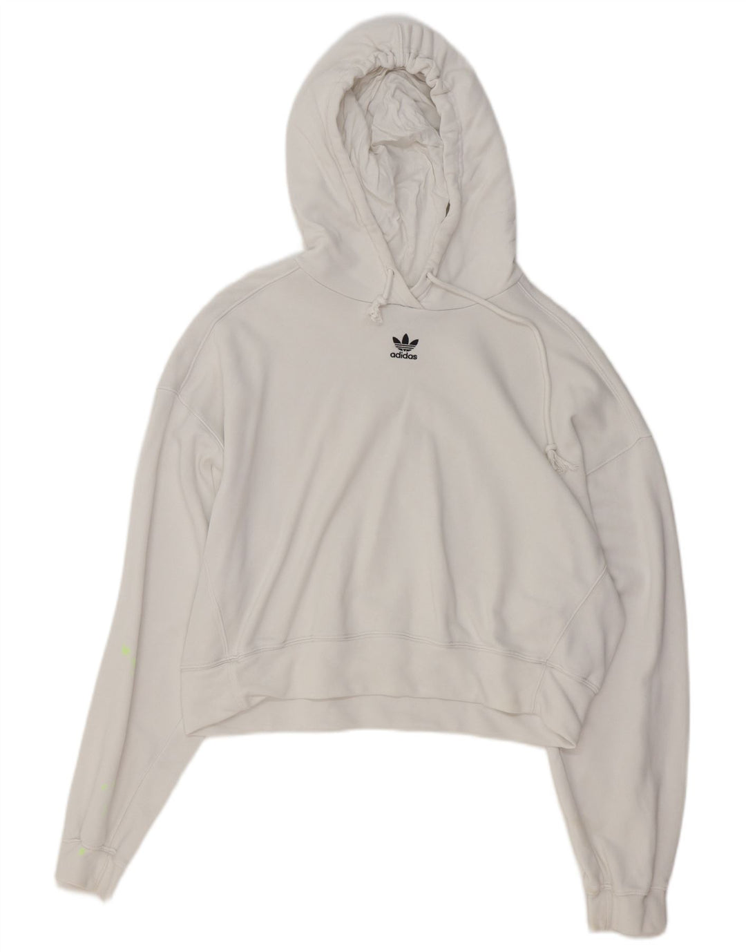 ADIDAS Womens Oversized Crop Hoodie Jumper UK 10 Small White Cotton