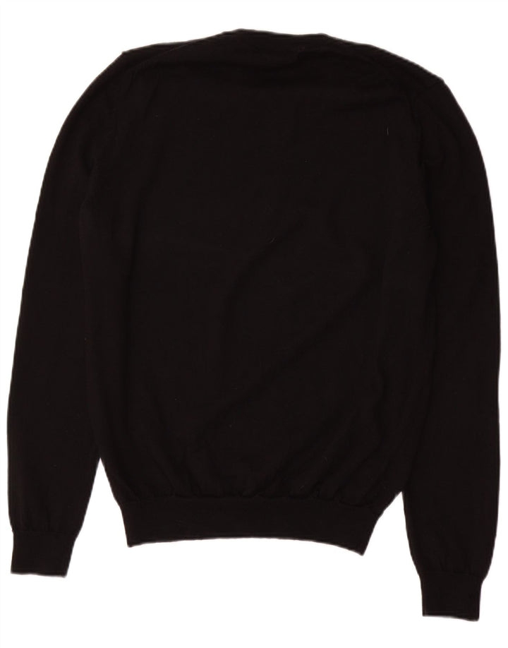 Hugo Boss Mens V-Neck Jumper Sweater Small Black Wool