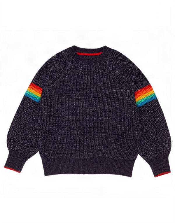 Joules Womens Crew Neck Jumper Sweater UK 14 Large Navy Blue Striped