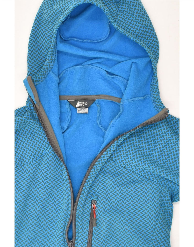 MOUNTAIN EQUIPMENT Womens Hooded Windbreaker Jacket UK 6 XS Blue Geometric | Vintage Mountain Equipment | Thrift | Second-Hand Mountain Equipment | Used Clothing | Messina Hembry 