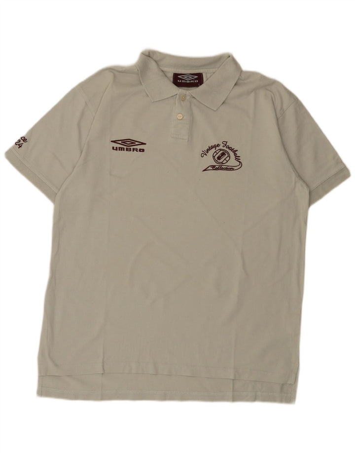 Umbro Mens Graphic Polo Shirt Large Grey Cotton