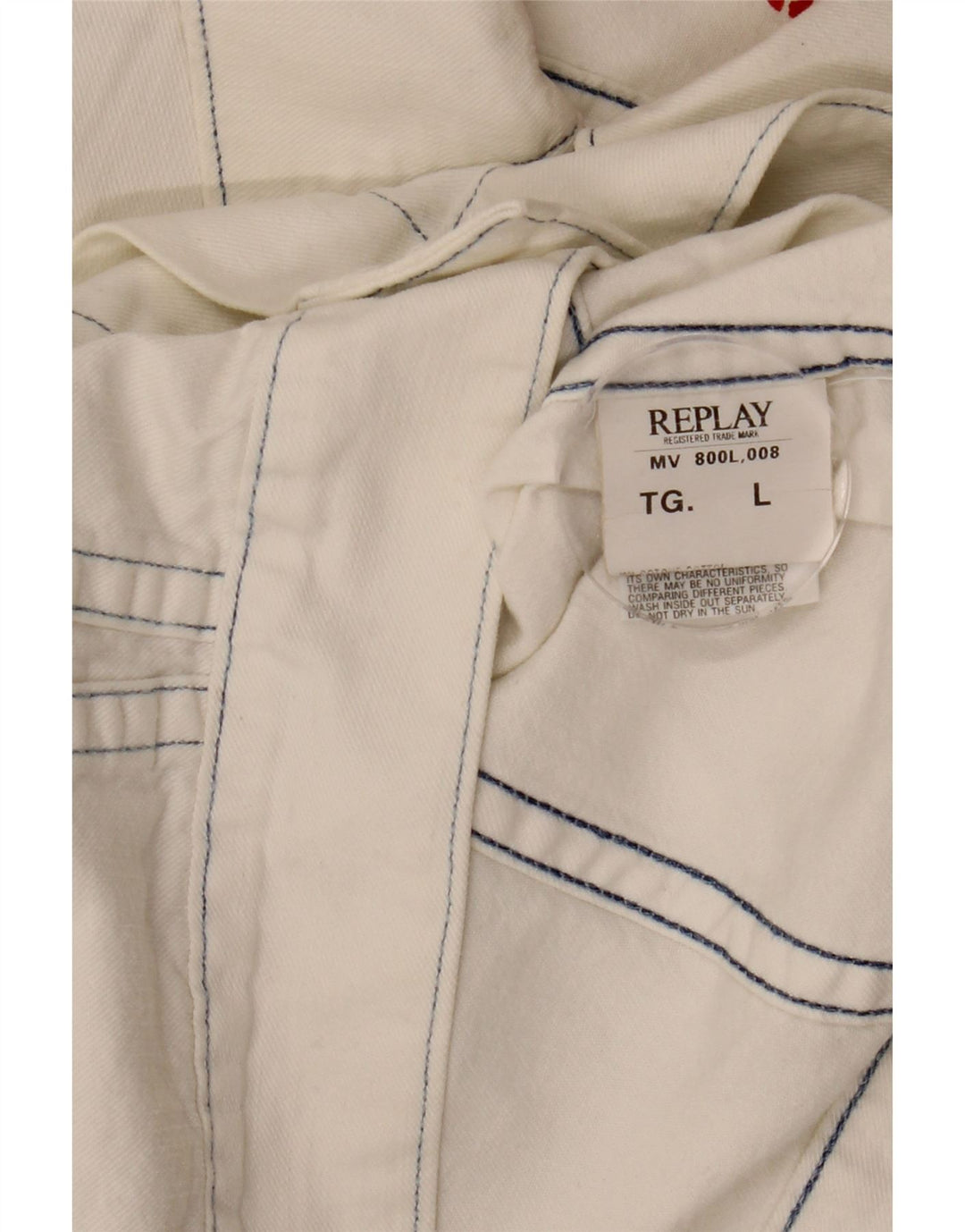 REPLAY Mens Denim Jacket UK 40 Large White Cotton