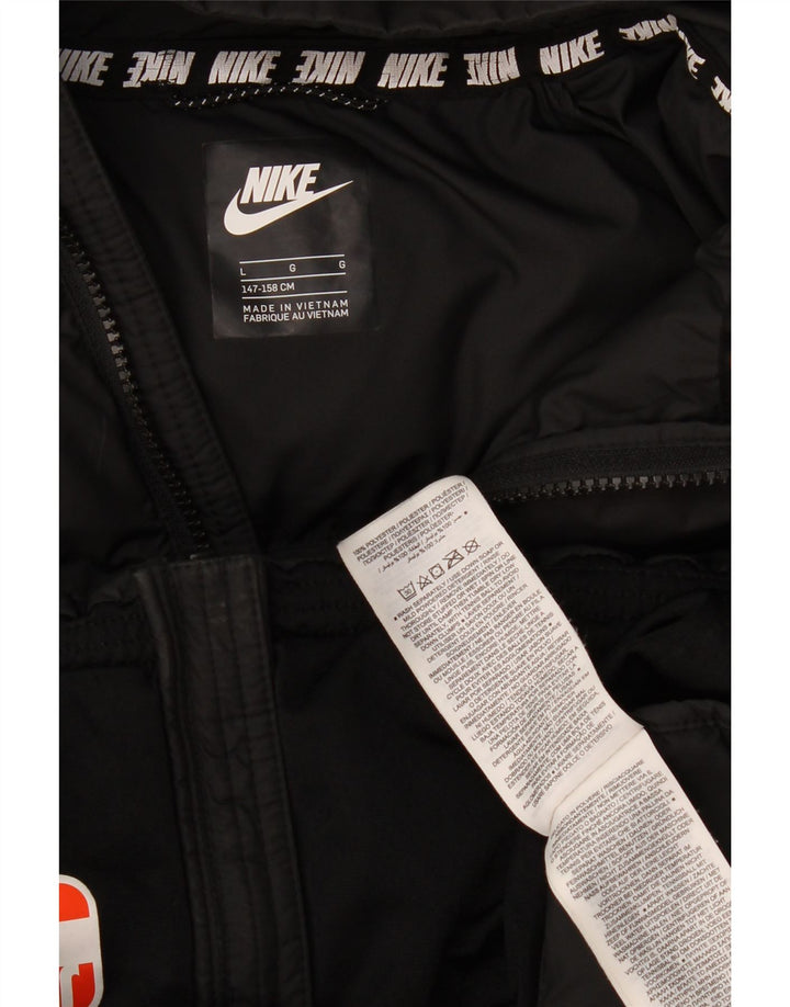 Nike Boys Hooded Padded Jacket 12-13 Years Large Black Polyester